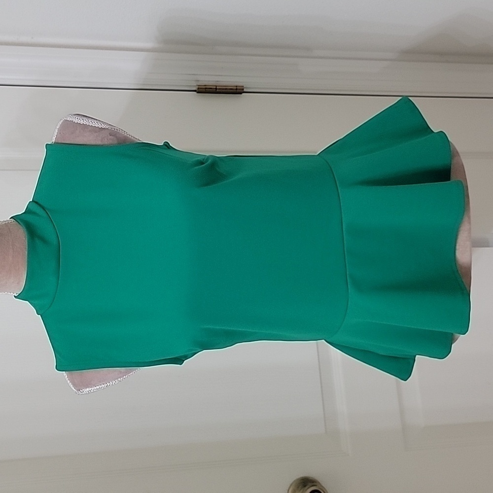 Banana Republic Factory Size XS Kelly Green Sleeveless Peplum High Neck Top, NEW